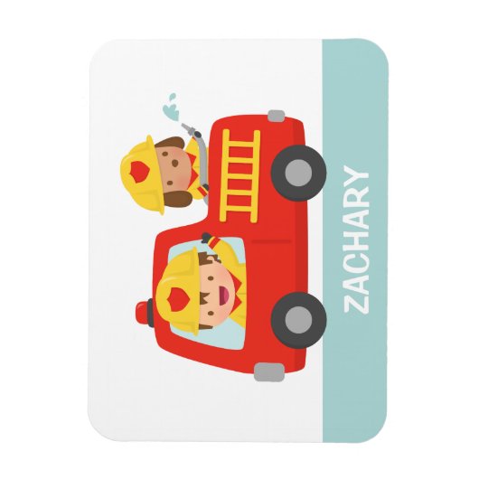 Red Fire Truck met Fire Fire Boy and Puppy Magneet (Verticaal)