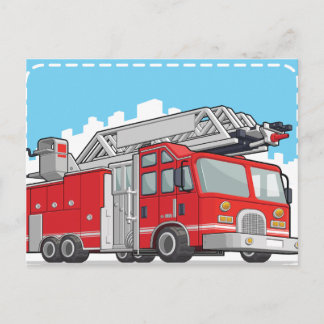 Red Fire Truck of Fire Engine Briefkaart