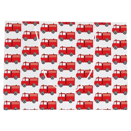 Red Fire Truck Patroon Groot Cadeauzakje (Achterkant)