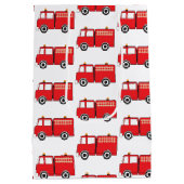 Red Fire Truck Patroon Medium Cadeauzakje (Achterkant)