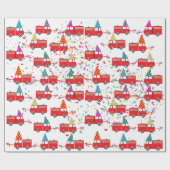 Red Fire Truck Pattern Cadeaupapier (Vlak)