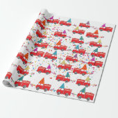 Red Fire Truck Pattern Cadeaupapier (Uitgerold)