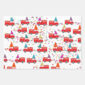Red Fire Truck Pattern Inpakpapier Vel (Voorkant)