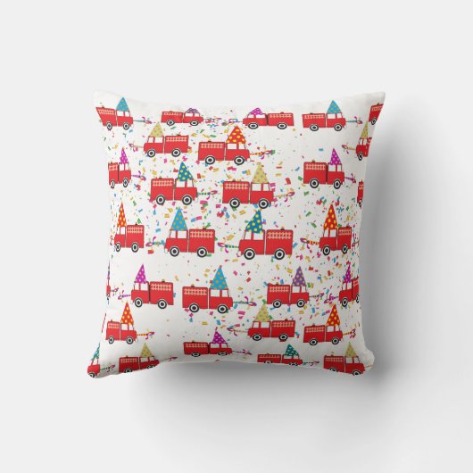 Red Fire Truck Pattern Kussen (Achterkant)
