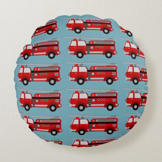 Red Fire Truck Rond Kussen (Voorkant)