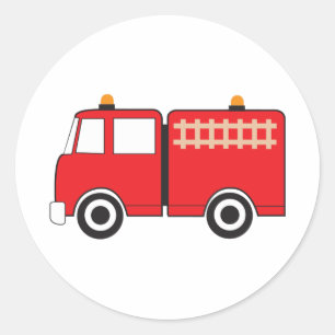 Red Fire Truck Ronde Sticker