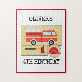 Red Fire Truck | Thema Kids Verjaardagsfeestje Pos Legpuzzel