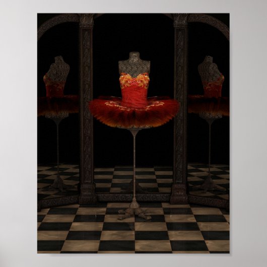 Red Firebird Klassiek Ballet Tutu Reflections Poster (Voorkant)