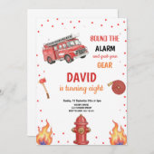 RED FIREFIGHTER BIRTHDAY PARTY INVITATION (Devant / Derrière)