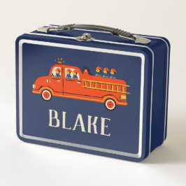 Red Firetruck Metal Lunchbox