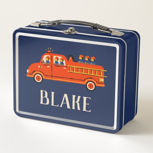 Red Firetruck Metal Lunchbox (Voorkant)