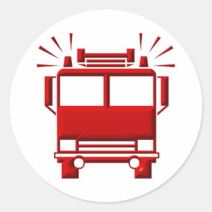 Red Firetruck Ronde Sticker