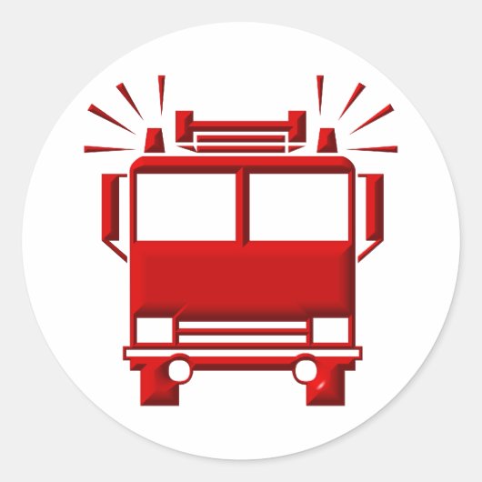Red Firetruck Ronde Sticker (Voorkant)