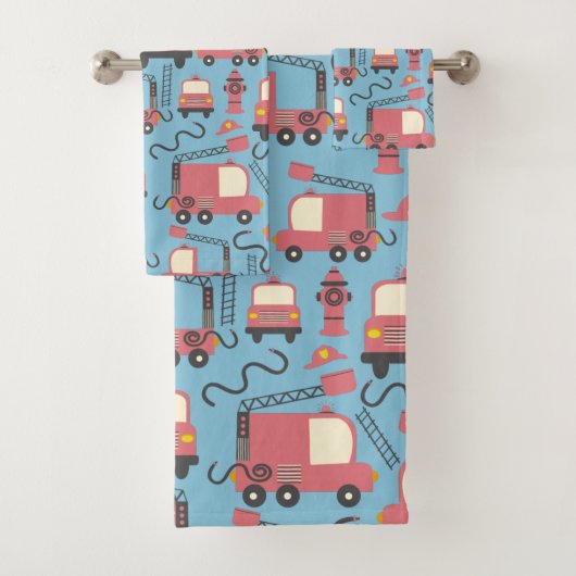 Red Firetrucks Firefighter Kinder reddingsvoertuig Bad Handdoek (Insitu)