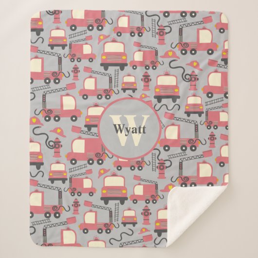 Red Firetrucks Firefighter Kinder Sherpa Deken (Voorkant)