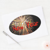 Red Fireworks Happy New Year 2022 O Sticker (Envelop)