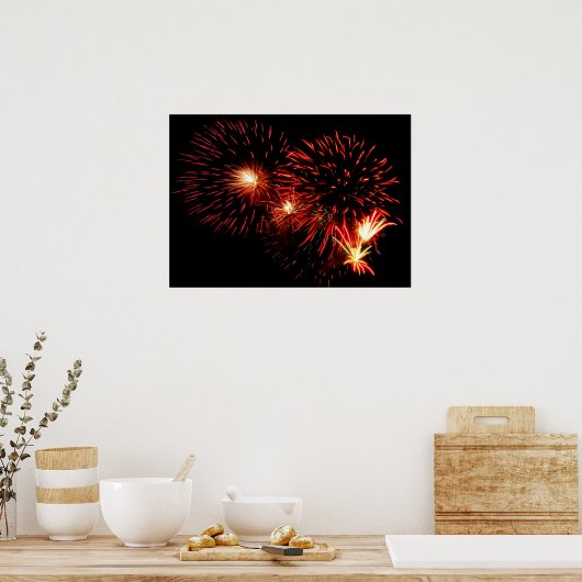 Red Fireworks Poster (Keuken)