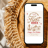 Red First Rodeo Invitation d'anniversaire