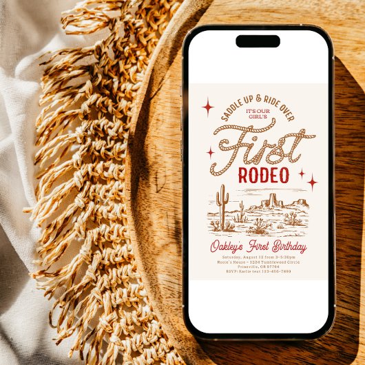 Red First Rodeo Invitation d'anniversaire