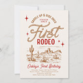 Red First Rodeo Invitation d'anniversaire (Devant)