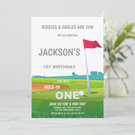 Red Flag Golf Invitations d'anniversaire (Debout devant)