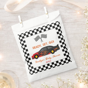Red Flame Race Auto Ready Set Go Baby shower Bedankzakje