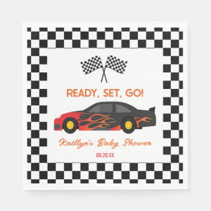 Red Flame Race Auto Ready Set Go Baby shower Servet