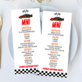 Red Flame Race Auto Verjaardagsfeest Voedsel Menu