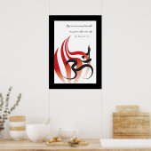 Red Flame Yoga en moderne zen kalligrafie om Aum Poster (Keuken)