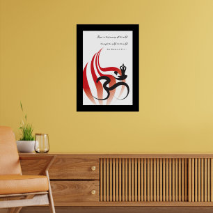 Red Flame Yoga en moderne zen kalligrafie om Aum Poster