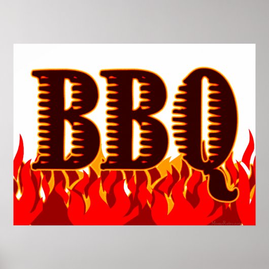 Red Flames BBQ Art Print (Voorkant)