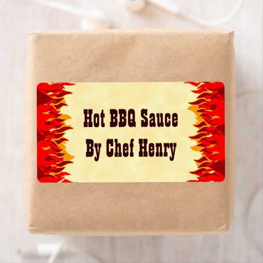 Red Flames BBQ Custom Canning Labels (Insitu)