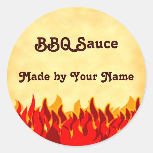 Red Flames BBQ Editable Ronde Sticker (Voorkant)