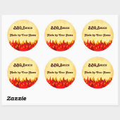 Red Flames BBQ Editable Ronde Sticker (Vel)
