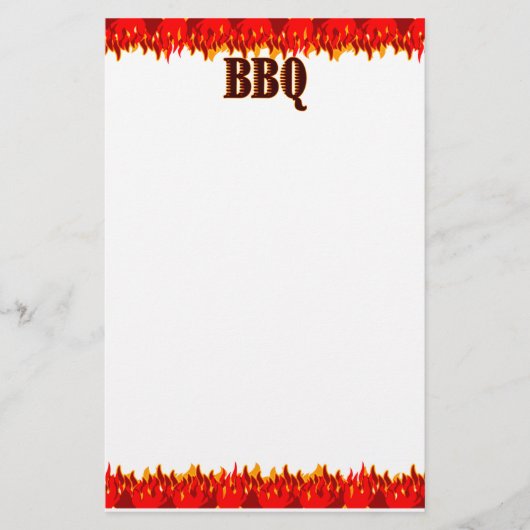 Red Flames BBQ Gezegde Briefpapier (Voorkant)