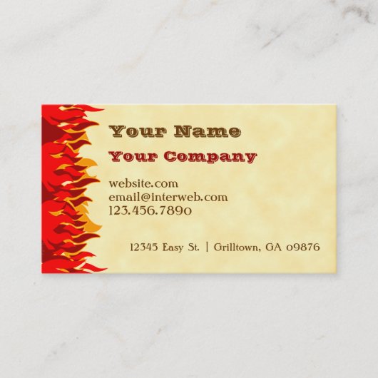 Red Flames BQ Custom Western Carte de visite (Devant)