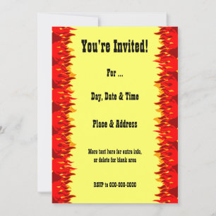 Red Flames Custom 5x7 BBQ Invitation Kaart