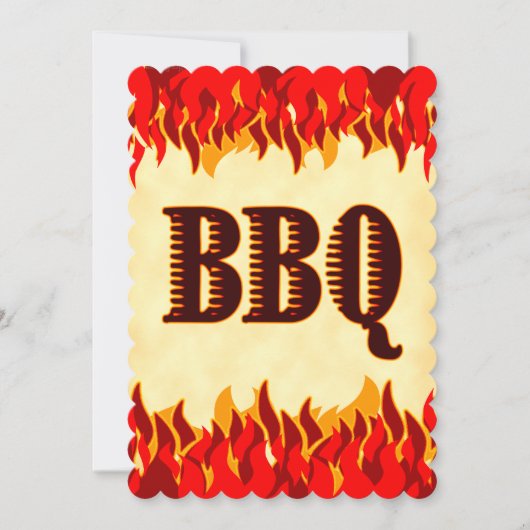 Red Flames Custom BBQ Cookout 5x7 Invitation (Devant)