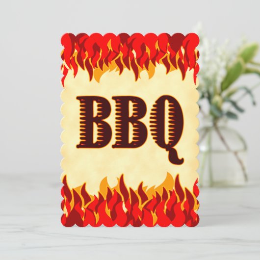 Red Flames Custom BBQ Cookout 5x7 Invitation (Debout devant)