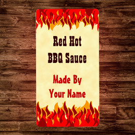 Red Flames Custom BBQ Hot Sauce Large Labs Etiket