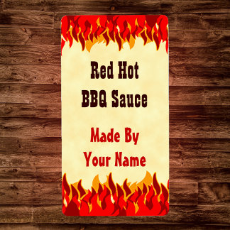 Red Flames Custom BBQ Hot Sauce Large Labs Etiket