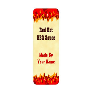 Red Flames Custom BBQ Sauce Canning Labels Small