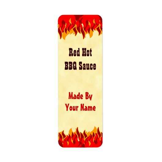Red Flames Custom BBQ Sauce Canning Labels Small (Voorkant)