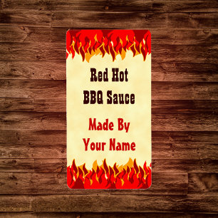 Red Flames Custom BBQ Sauce Canning Labs Medium Etiket