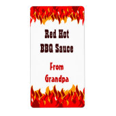 Red Flames Custom Hot Sauce Canne Étiquettes (Devant)