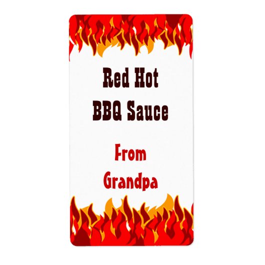 Red Flames Custom Hot Sauce Canning Labels (Voorkant)