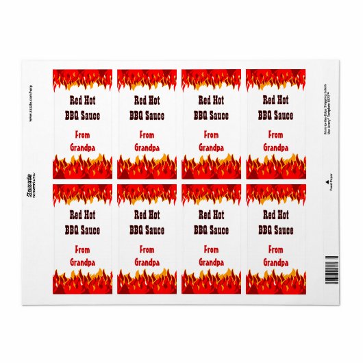 Red Flames Custom Hot Sauce Canning Labels (Full Sheet)