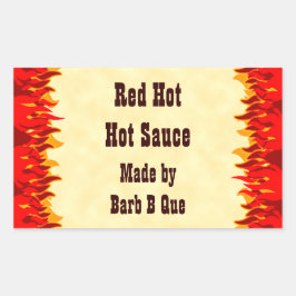 Red Flames Custom Jar of Hot Sauce Labels