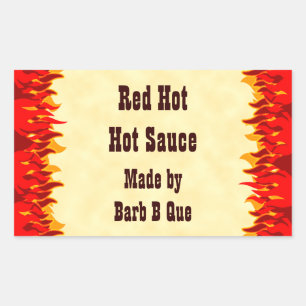 Red Flames Custom Jar of Hot Sauce Labels