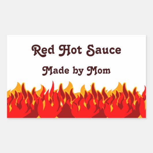 Red Flames Custom Jar ou Canning Étiquettes (Devant)